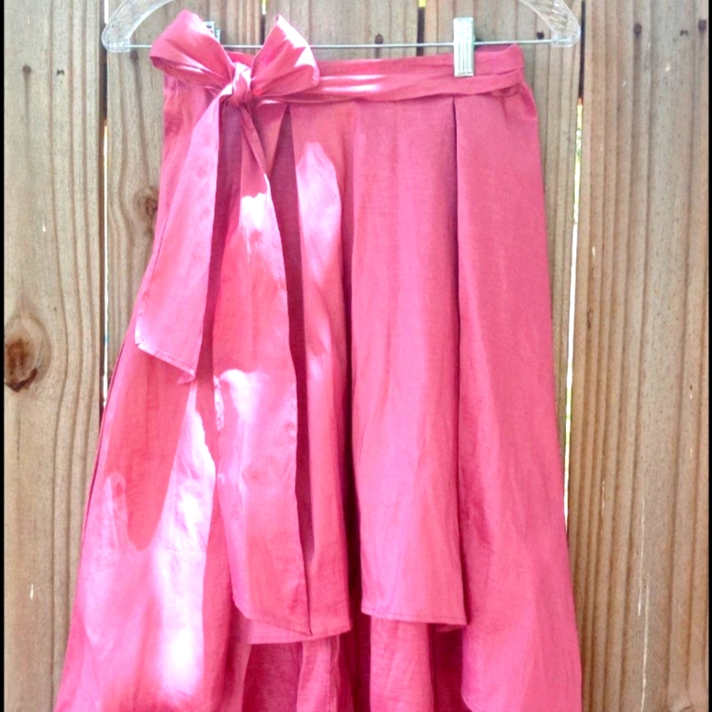 Miss V Vintage Romantic Cottagecore High- Lo Dusty Rose Wrap Skirt